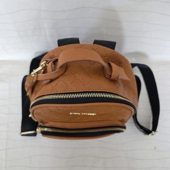 Steve Madden Womens Embossed Pattern Congac PVC Mini Backpack Bag Purse - Picture 3 of 9